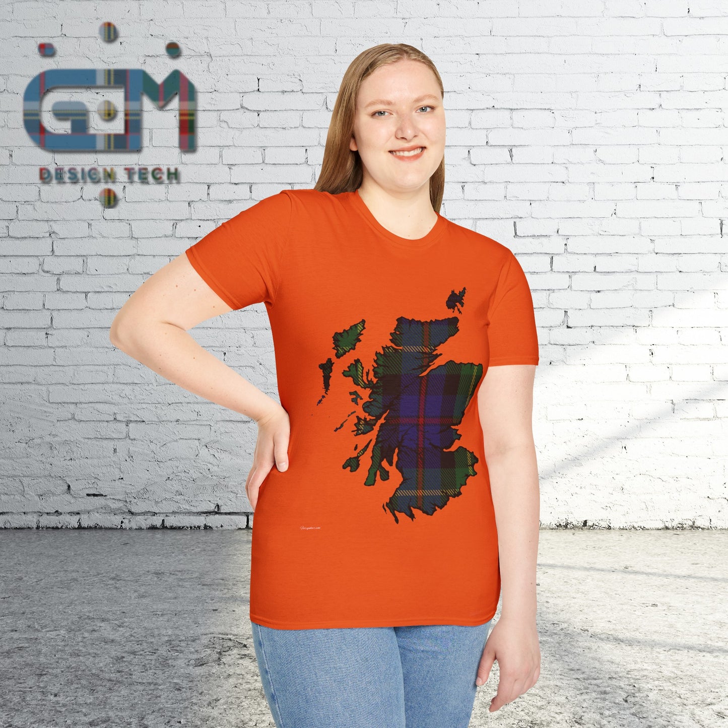 Scotland Tartan Map Softstyle Unisex T-Shirt, Farquharson Tartan, Various Colours