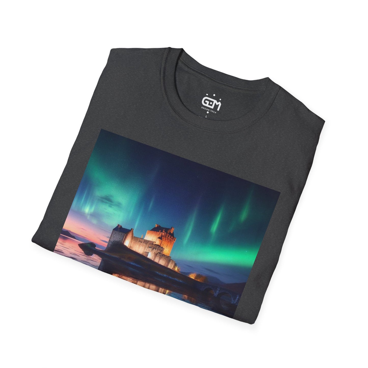 Eilean Donan Castle with Northern Lights Softstyle Unisex T-Shirt, Scotland Tee