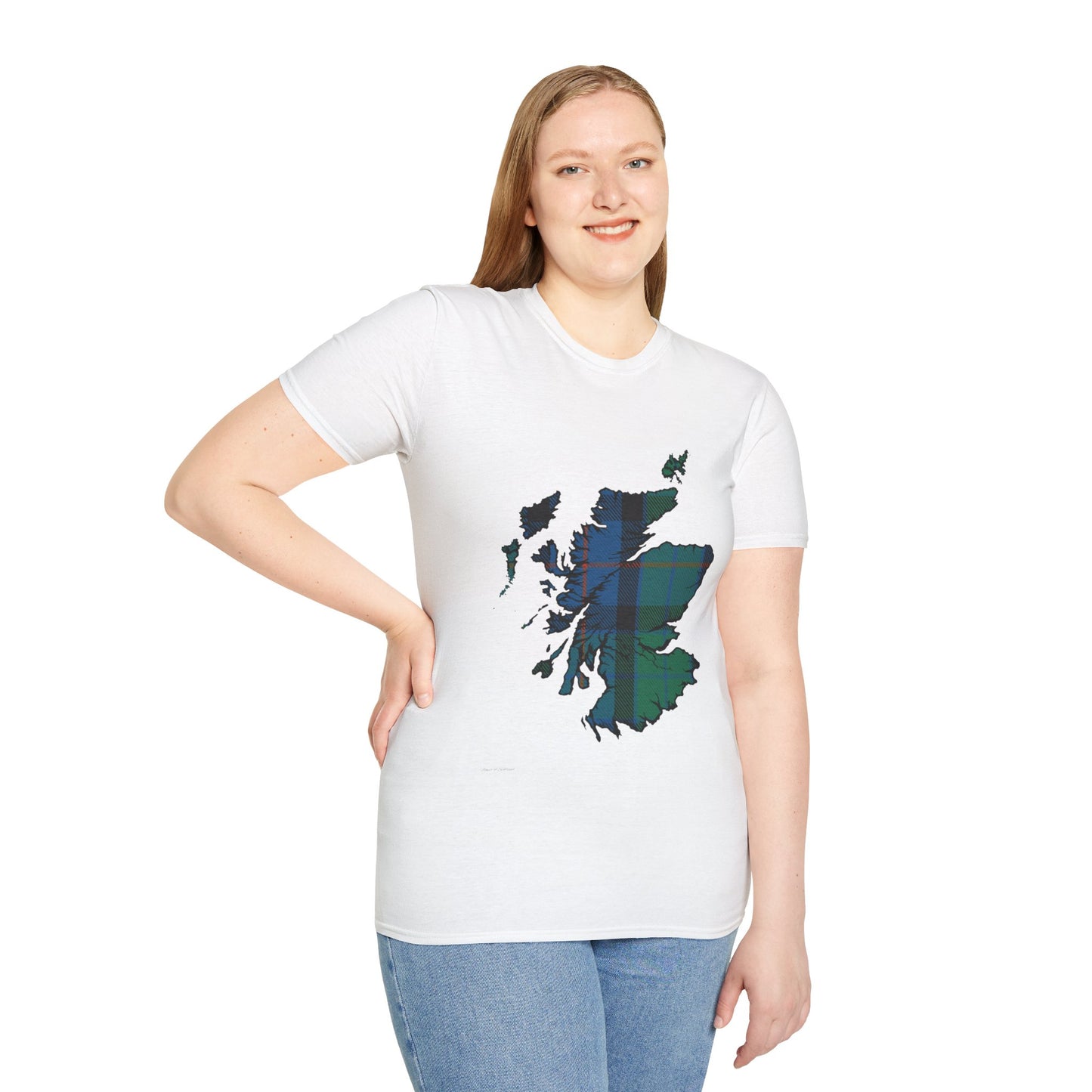 Scotland Tartan Map Softstyle Unisex T-Shirt - Flower of Scotland Tartan Tee