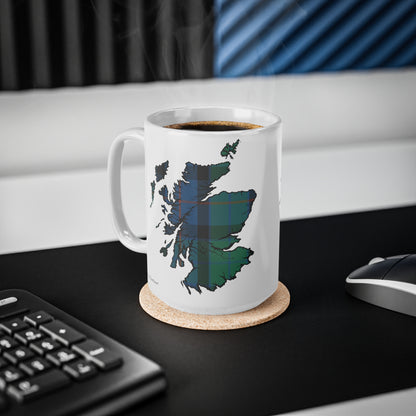 Flower of Scotland Tartan Scotland Map Mug, Coffee Cup, Tea Cup, Scotland, White