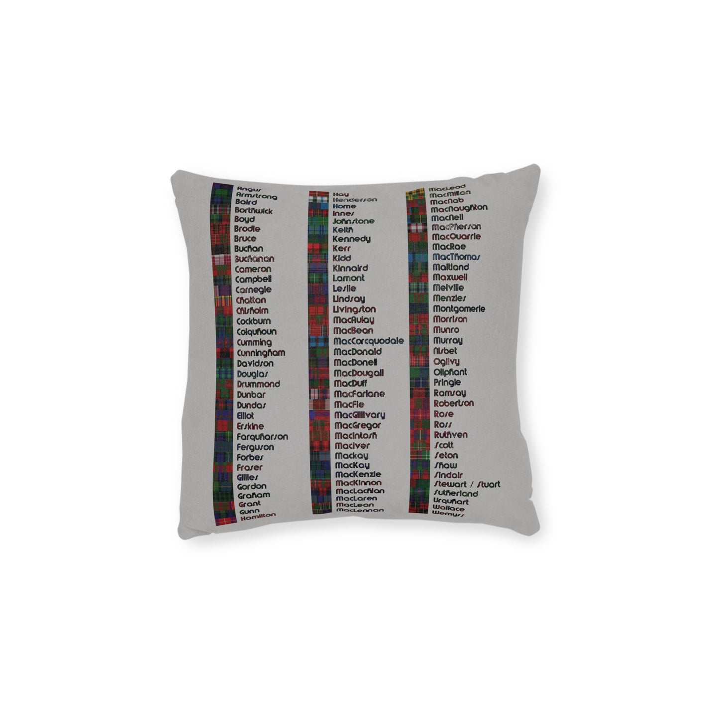 Reversible Square Cushion : Scottish Map of Clans Tartan, Various Sizes