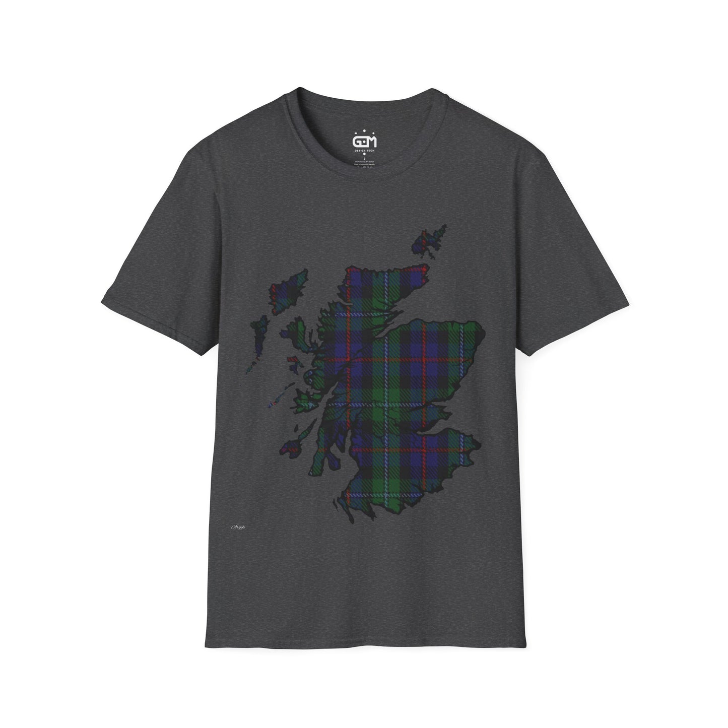 Scotland Tartan Map Softstyle Unisex T-Shirt, Argyle Tartan, Various Colours