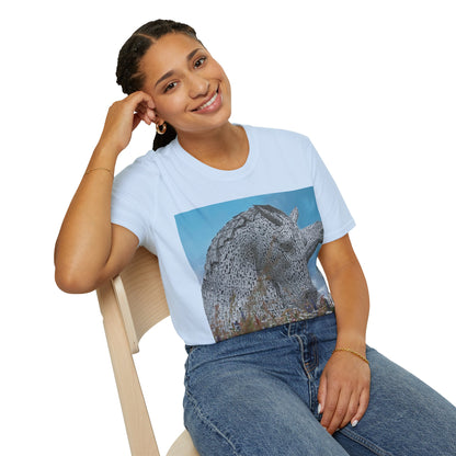 Kelpies with Meadow Photo Softstyle T-Shirt, Unisex Tee, Scottish Landmarks, Various Colours