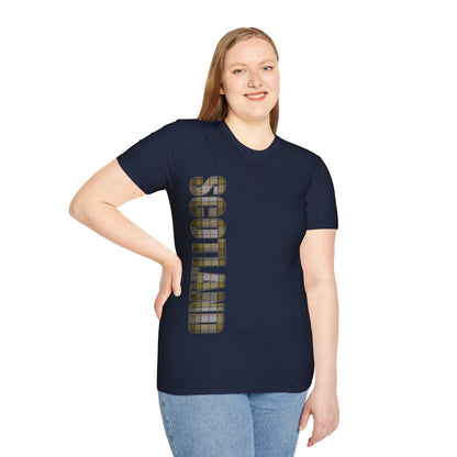 Scotland Lettering Buchanan Tartan Softstyle T-Shirt, Unisex Tee, Various Colours