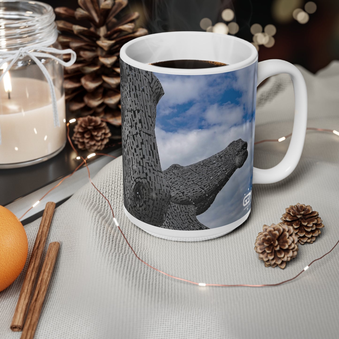 Kelpies Photo Mug, Coffee Cup, Tea Cup, Scottish Art, Scottish Landmarks, Scottish Nature, White