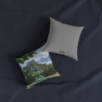 Ross Fountain & Edinburgh Castle Photo Square Cushion, Various Sizes