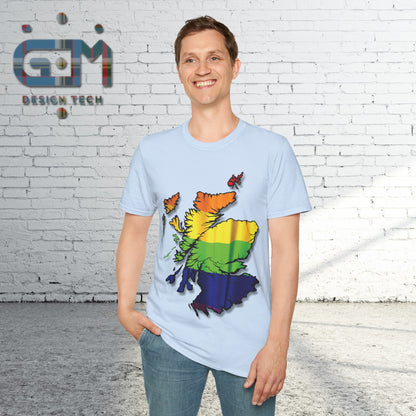 Pride Flag Scotland Map Unisex T-Shirt, Various Colours