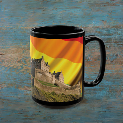 Edinburgh Castle Pride Flag Sky Photo Mug, Black