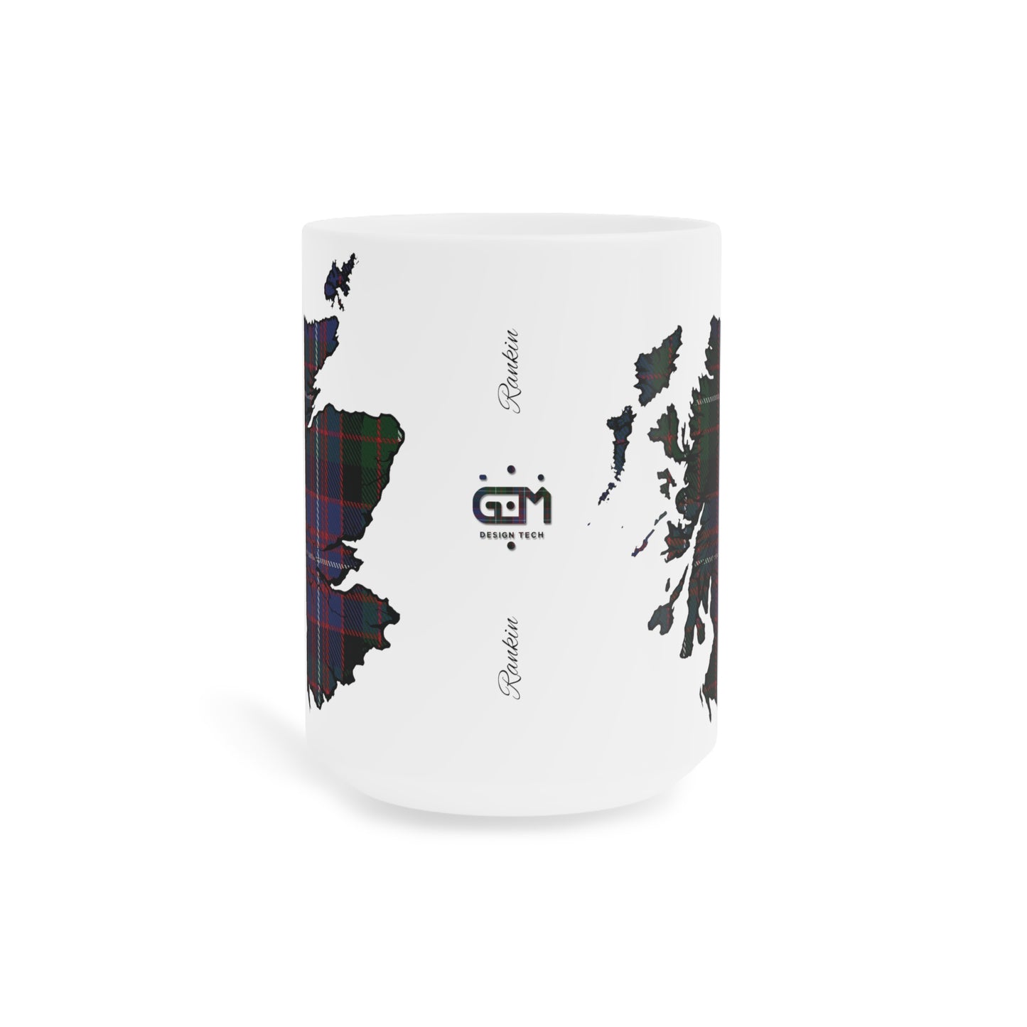 Scotland Tartan Map Mug - Rankin Tartan, Various Sizes