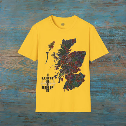 Scotland Tartan Clan Map Softstyle T-Shirt, Unisex Tee, Scotland Shirt, Various Colours