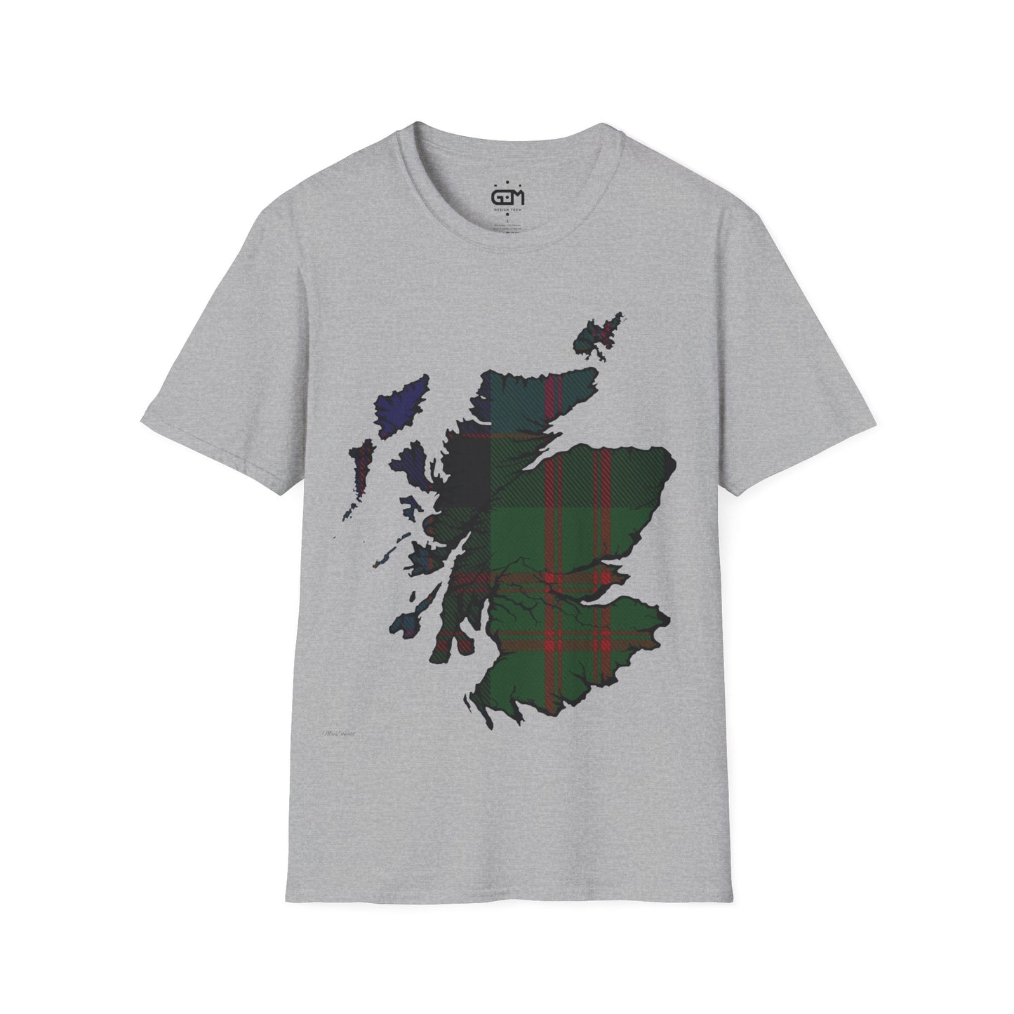 Scotland Tartan Map Softstyle Unisex T-Shirt, MacDonald Tartan, Various Colours