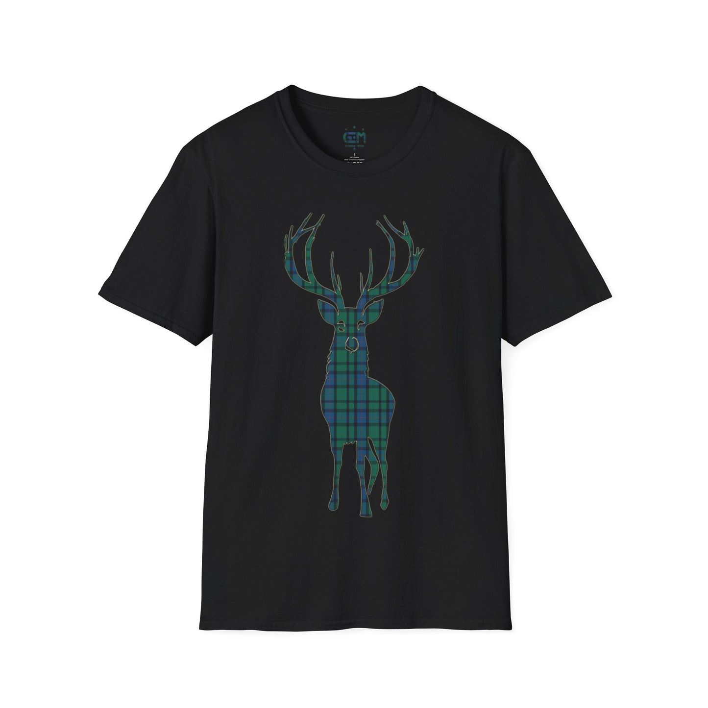 Tartan Stag Softstyle T-Shirt - Flower of Scotland Tartan, Unisex Tee, Scottish Scenery, Various Colours