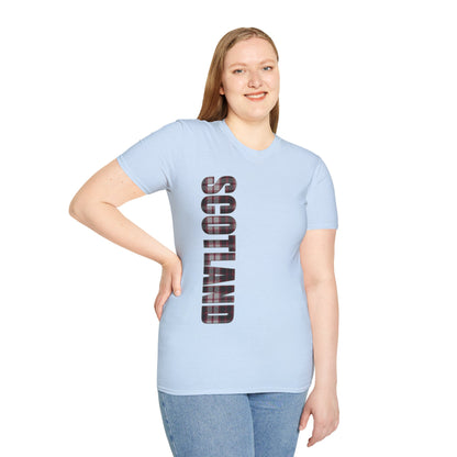 Scotland Lettering Tartan Softstyle Unisex T-Shirt, MacPherson Tartan Tee