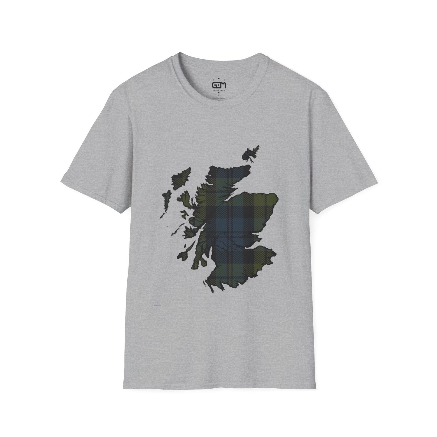 Scotland Tartan Map Softstyle Unisex T-Shirt - Campbell Tartan Tee