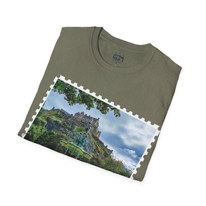 Postcard Ross Fountain & Edinburgh Castle Photo Softstyle T-Shirt, Unisex Tee, Scotland Shirt, Various Colours