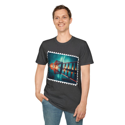 Postcard Forth Rail Bridge Art Softstyle T-Shirt, Unisex Tee, Scotland Shirt, Various Colours