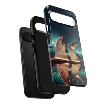Kelpies Northern Lights Art Variant Phone Case, Scotland, Google