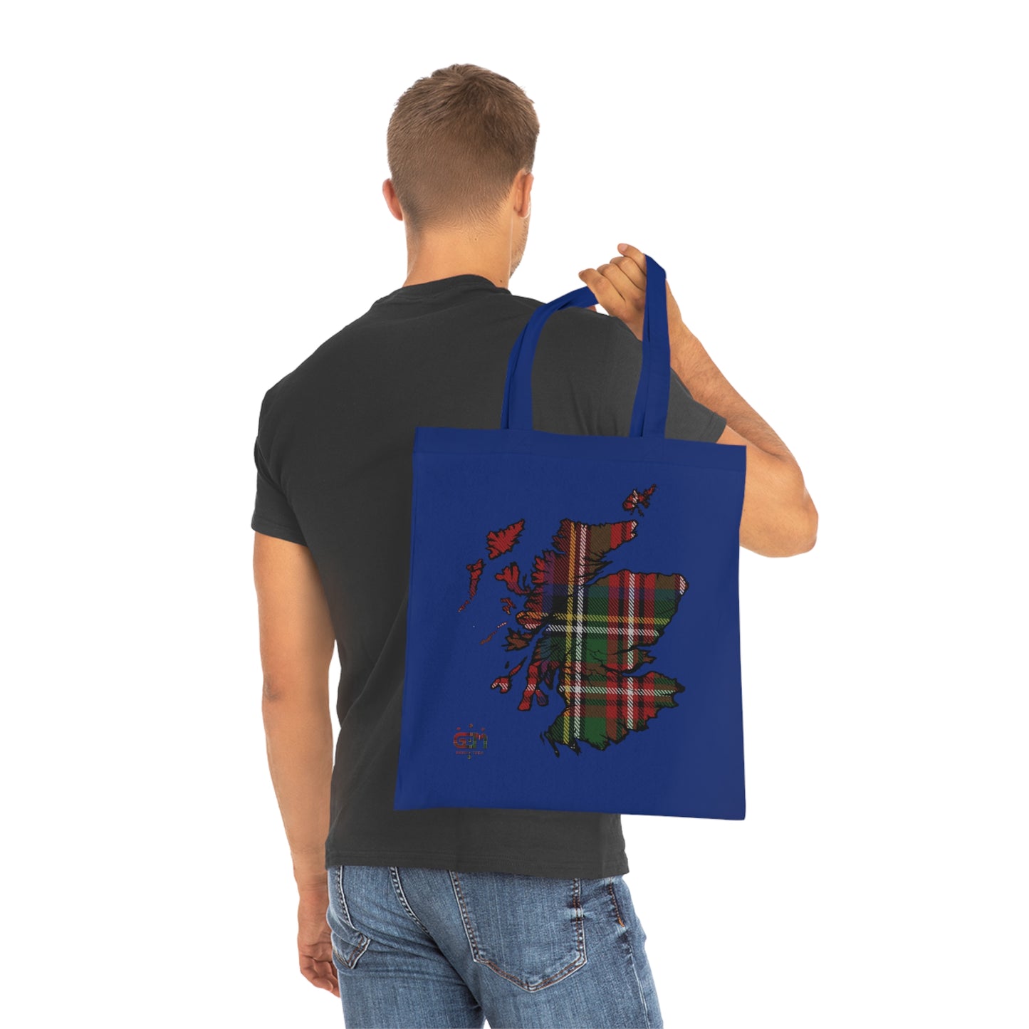 Reversible Scotland Tartan Map Cotton Tote Bag - Stewart Royal Tartan