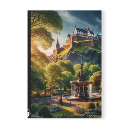 Ross Fountain & Edinburgh Castle Art Softcover Notebook, A5