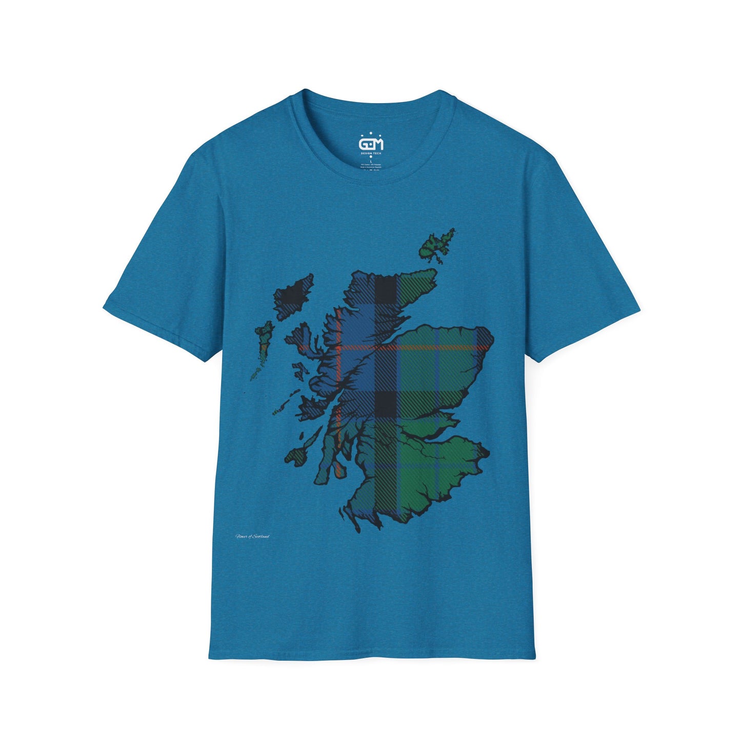 Scotland Tartan Map Softstyle Unisex T-Shirt, Flower of Scotland Tartan, Various Colours