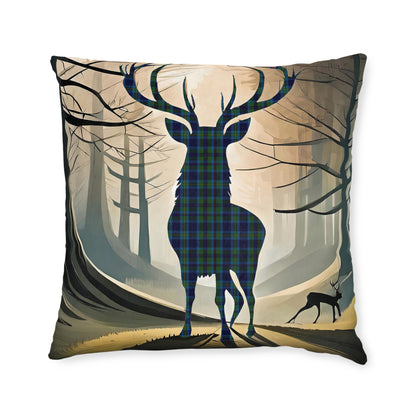 Reversible Square Cushion : Stag / Scotland Map - Miller Tartan, Various Sizes