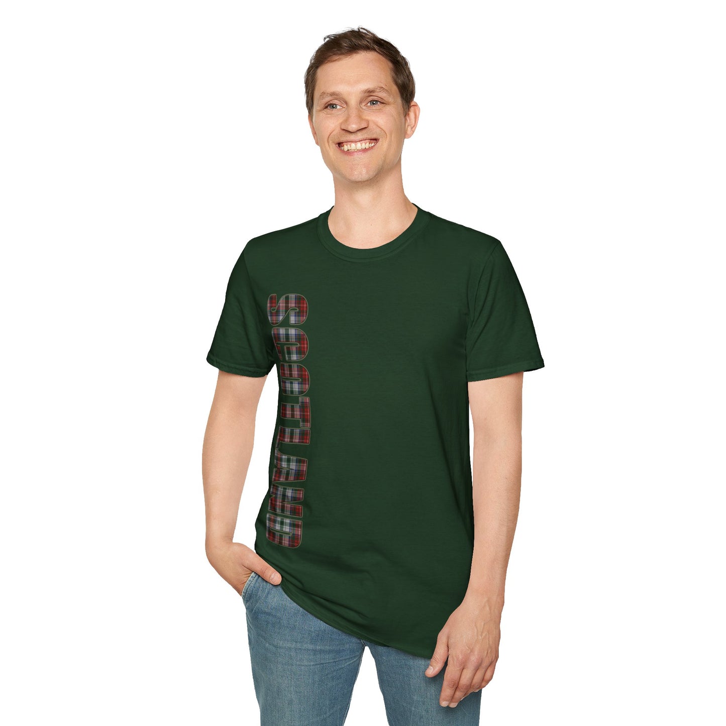 Scotland Lettering Stewart Tartan Softstyle T-Shirt, Unisex Tee, Various Colours