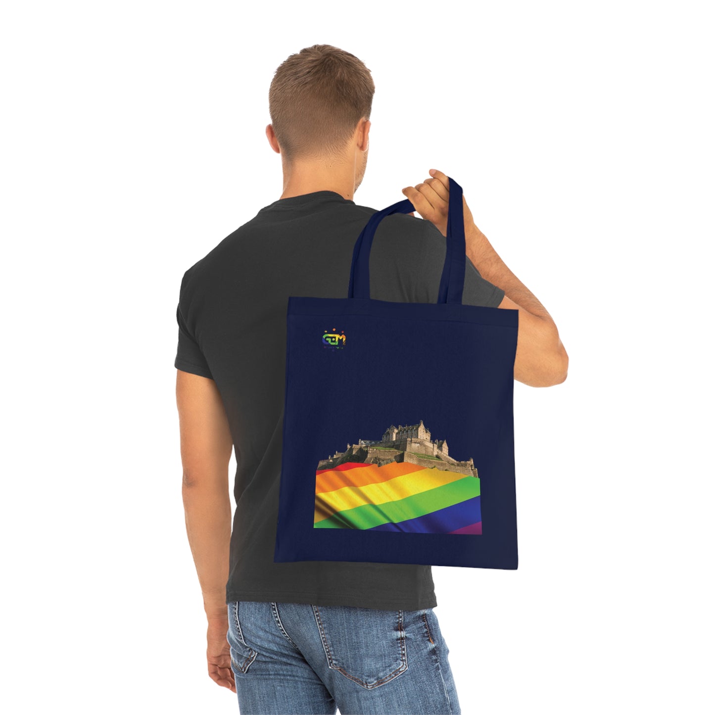 Pride Flag Rock Edinburgh Castle Cotton Tote Bag