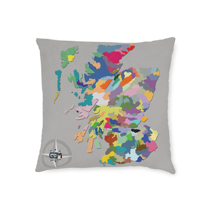 Reversible Square Cushion : Scottish Map of Clans Art, Various Sizes