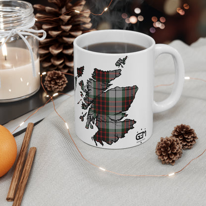 Fraser Dress Tartan Scotland Map Mug, Coffee Cup, Tea Cup, Scotland, White