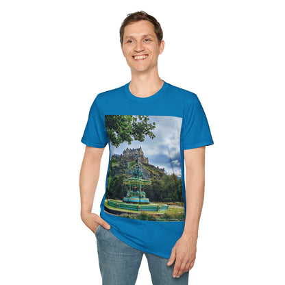 Ross Fountain & Edinburgh Castle Photo Softstyle T-Shirt, Unisex Tee, Various Colours