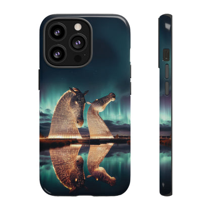 Kelpies Northern Lights Art Variant Phone Case, Scotland, Apple