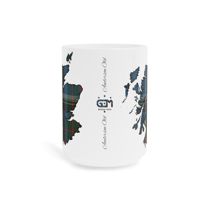 Scotland Tartan Map Mug - Anderson Old Tartan, Various Sizes