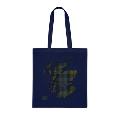 Reversible Scotland Tartan Map Cotton Tote Bag - Campbell Tartan