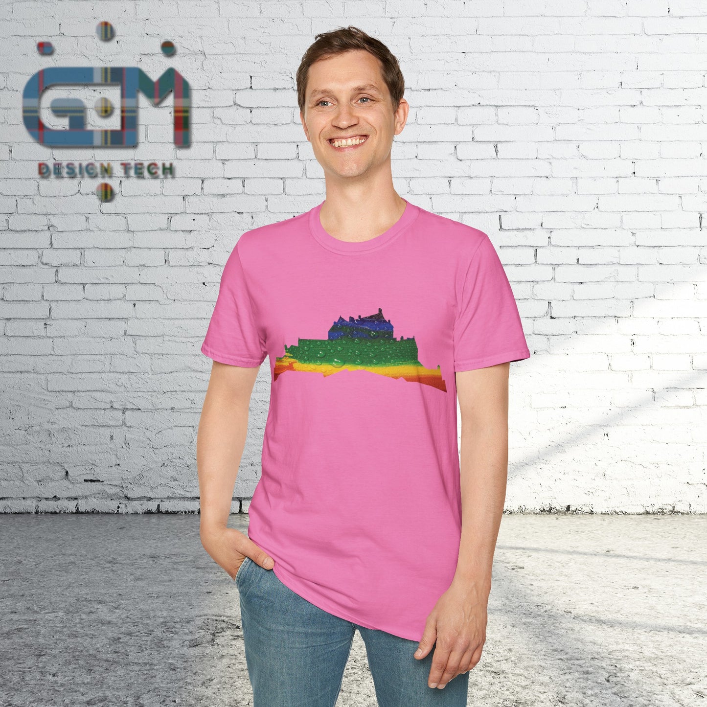 Edinburgh Castle Pride Rain Art Unisex T-Shirt