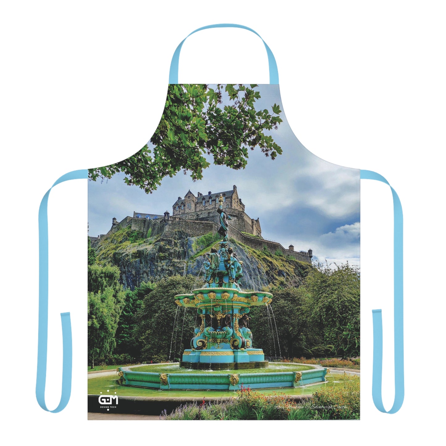 Ross Fountain & Edinburgh Castle Photo Apron, Scottish Cooking Apparel, Chef Accessory