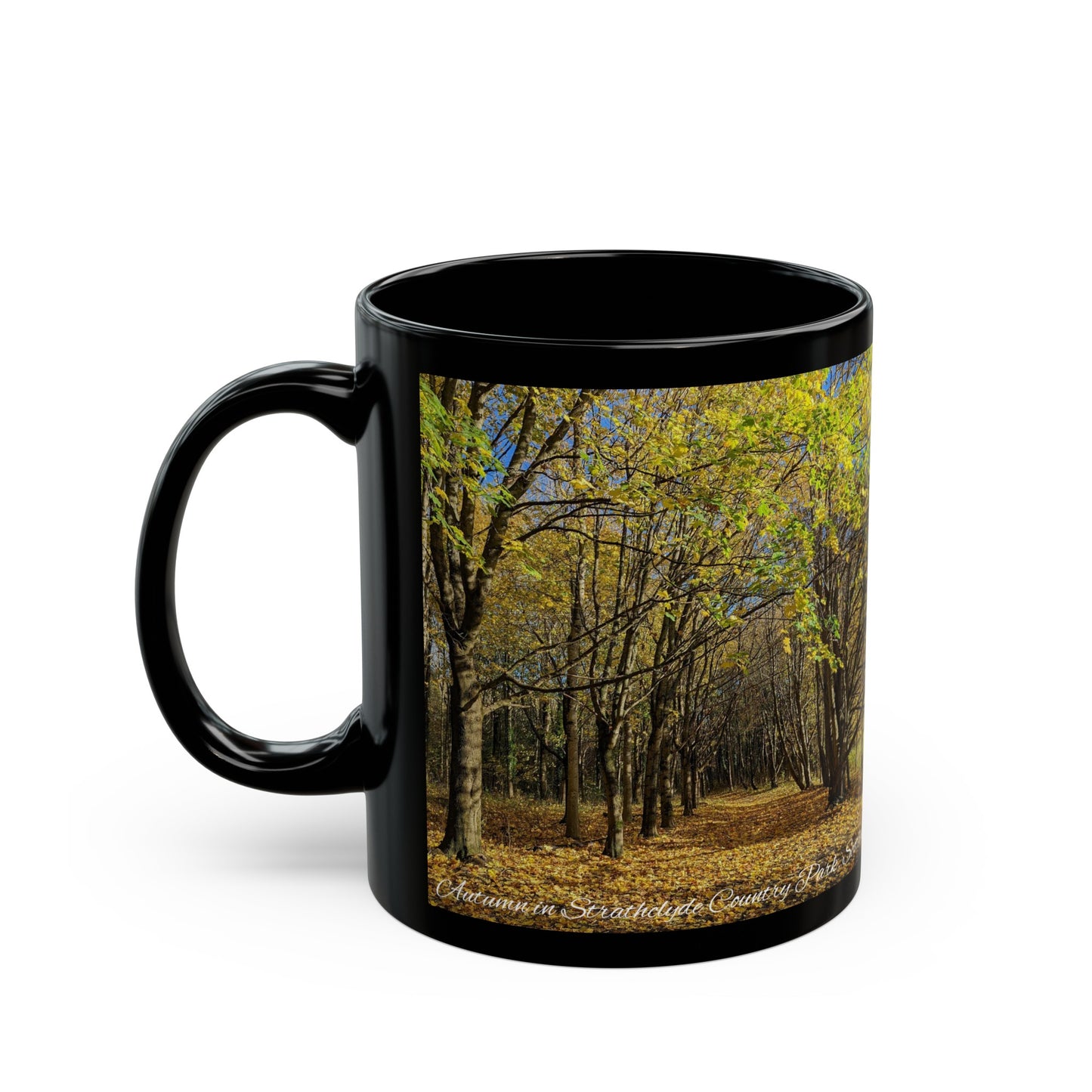 Autumn in Scotland Photo Mug, Coffee Cup, Tea Cup, Scottish Art, Scottish Parks, Scottish Nature, Strathclyde Country Park, Black