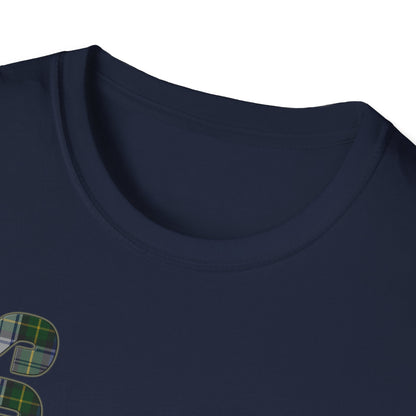 Tartan Scotland Lettering Softstyle Unisex T-Shirt, Gordon Dress Tartan Tee