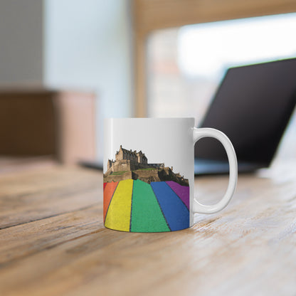 Pride Road Rock Edinburgh Castle Photo Mug, White