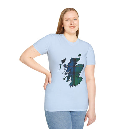 Scotland Tartan Map Softstyle Unisex T-Shirt - Flower of Scotland Tartan Tee