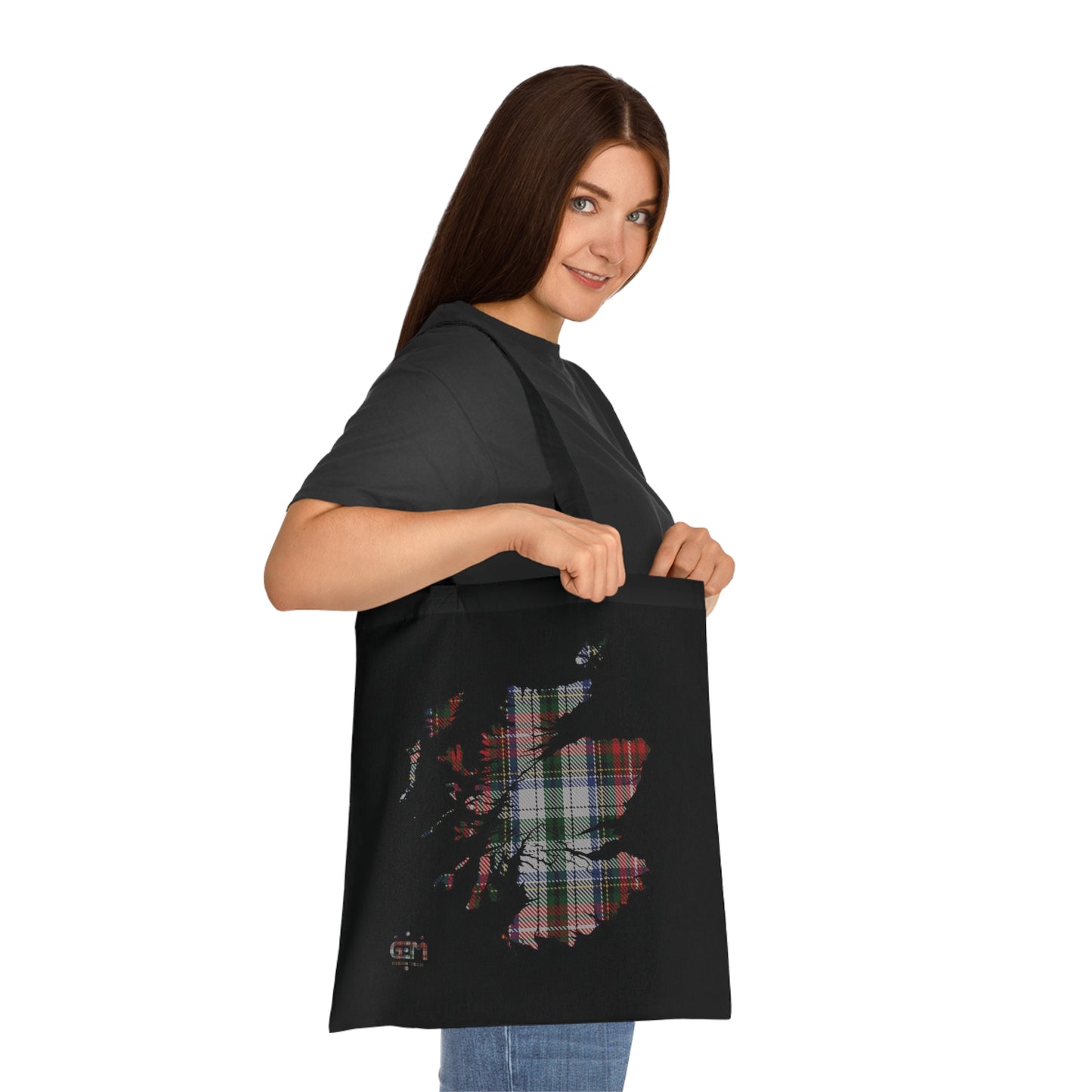 Reversible Scotland Tartan Map Cotton Tote Bag - Stewart Tartan