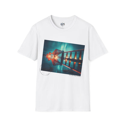 Postcard Forth Rail Bridge Art Softstyle T-Shirt, Unisex Tee, Scotland Shirt, Various Colours