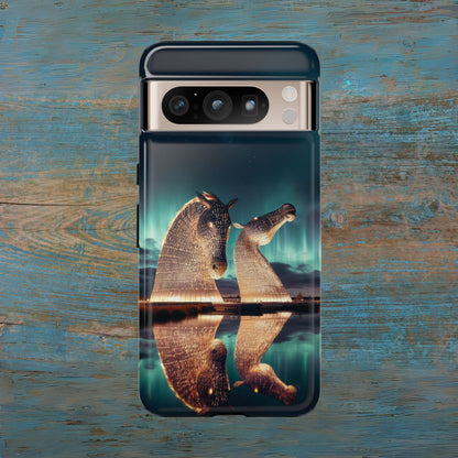 Kelpies Northern Lights Art Variant Phone Case, Scotland, Google
