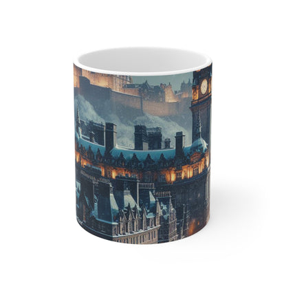 Edinburgh in Winter Mug, Coffee Cup, Tea Cup, Scottish Art, Scottish Landmarks, Scottish Nature, White