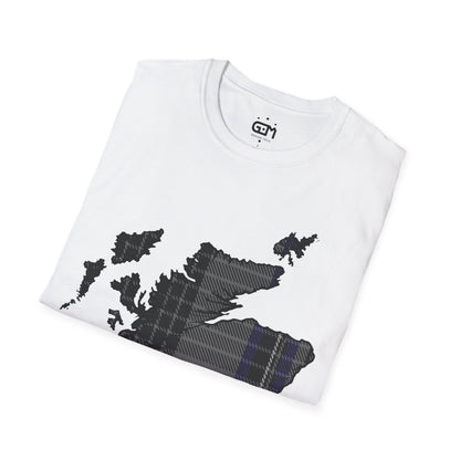 Scotland Tartan Map Softstyle Unisex T-Shirt, Hood Tartan, Various Colours