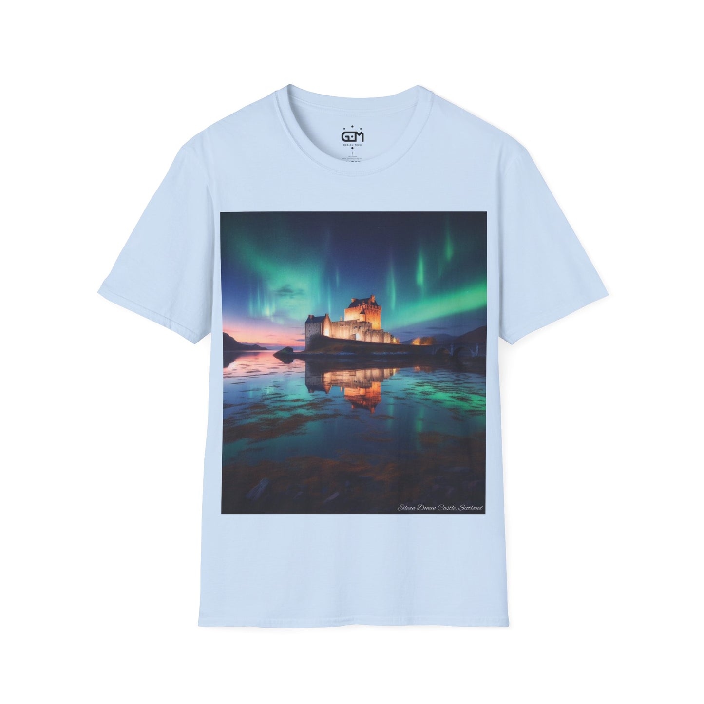 Eilean Donan Castle with Northern Lights Softstyle T-Shirt, Unisex Tee, Scotland Shirt, Scottish Landmark, Nature, Scenery, Various Colours