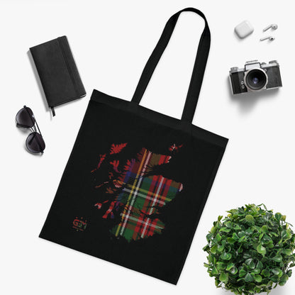 Reversible Scotland Tartan Map Cotton Tote Bag - Stewart Royal Tartan