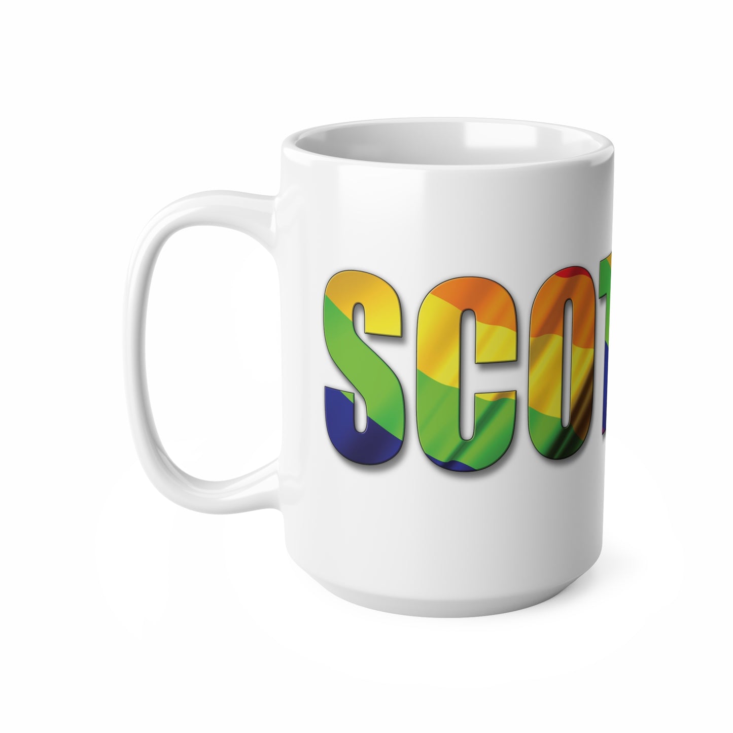 Scotland Lettering Pride Flag Mug, White