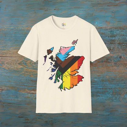 Pride Progress Scotland Map Unisex T-Shirt, Various Colours