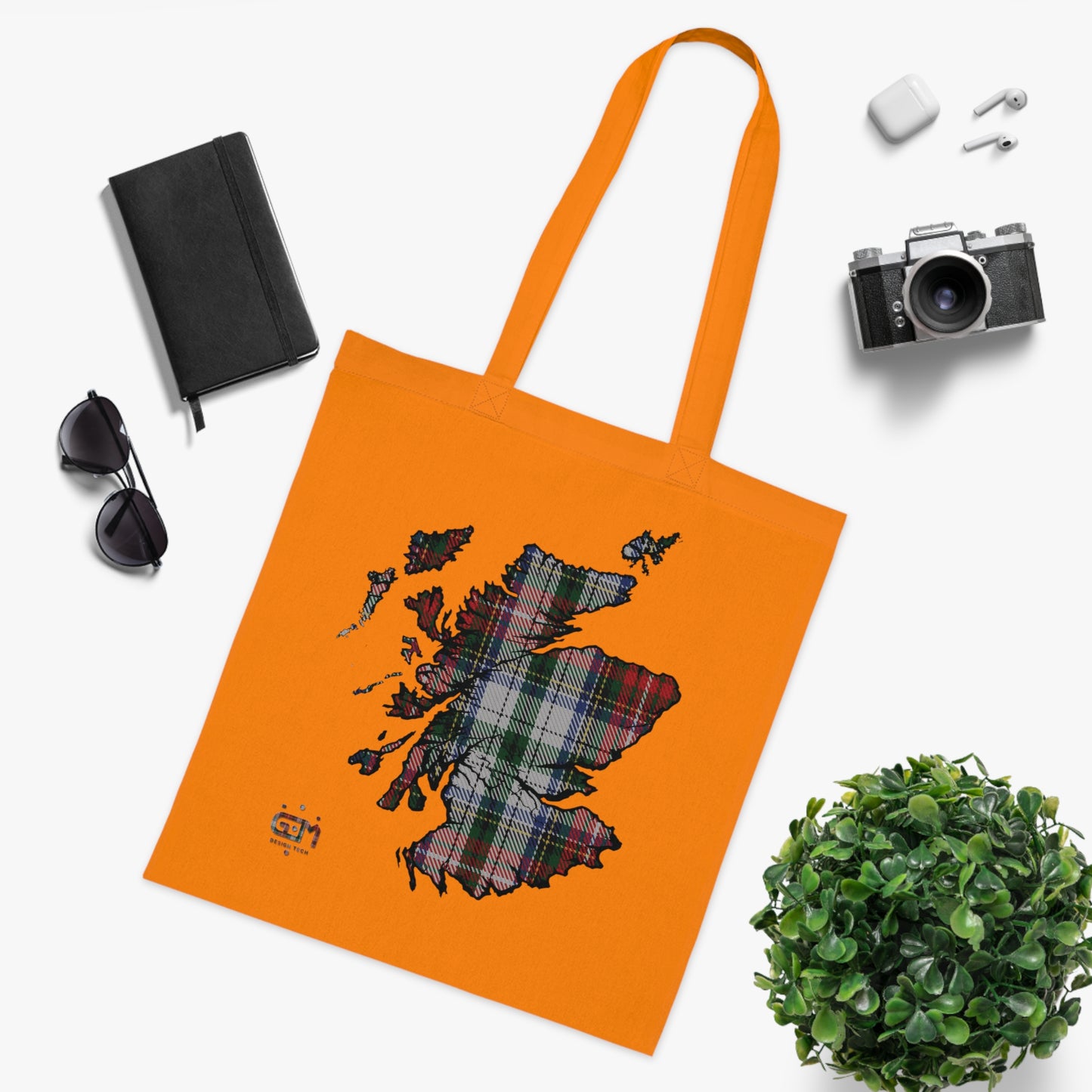 Reversible Scotland Tartan Map Cotton Tote Bag - Stewart Tartan