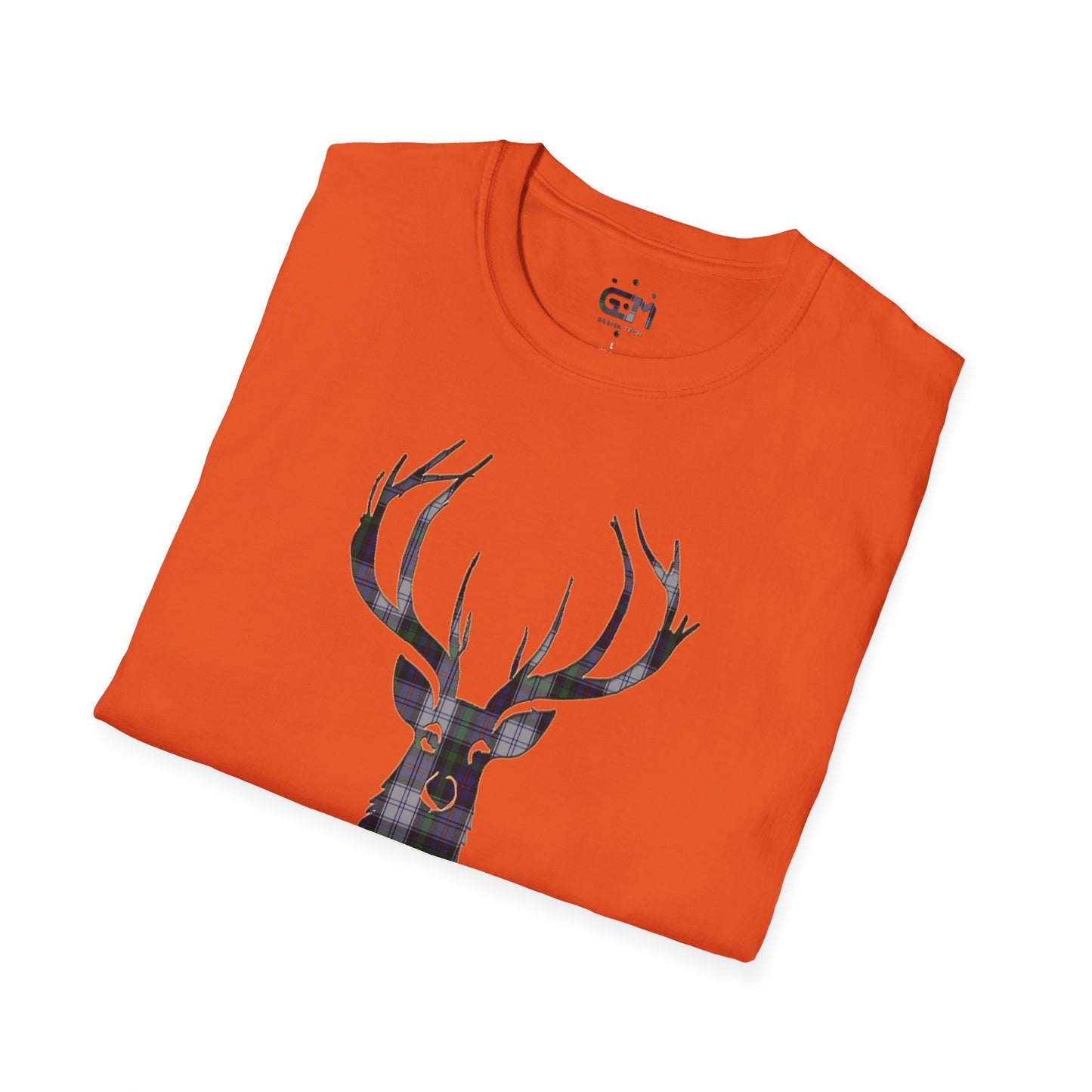 Tartan Stag Softstyle T-Shirt - Argyle Dress Tartan, Unisex Tee, Scottish Scenery, Various Colours